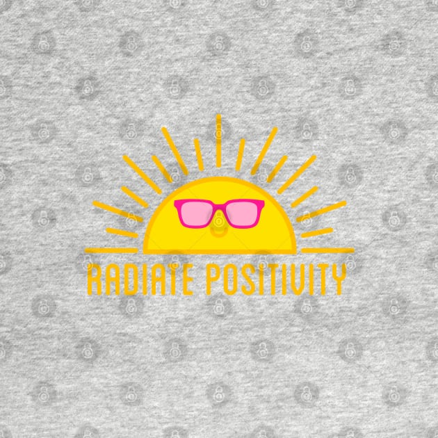 Radiate positivity, happy sun with pink sunglasses by beakraus